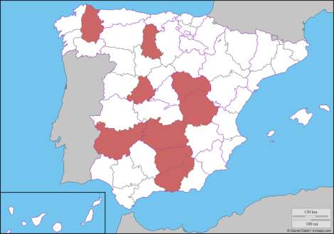 Mapa con las provincias sin estrella Michelin 2017