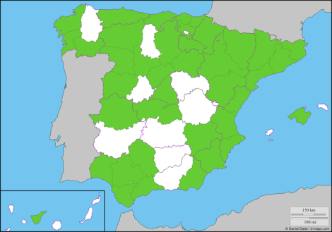Mapa con las provincias con alguna estrella Michelin 2017