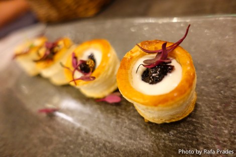 Prepostre de queso gorgonzola y mermelada de vino tinto Dehesavieja